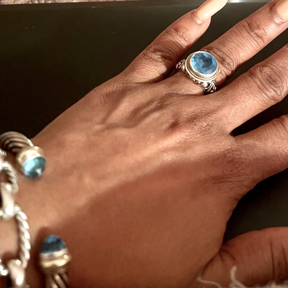 Effy Blue Topaz Sterling Silver & 18kt Ring